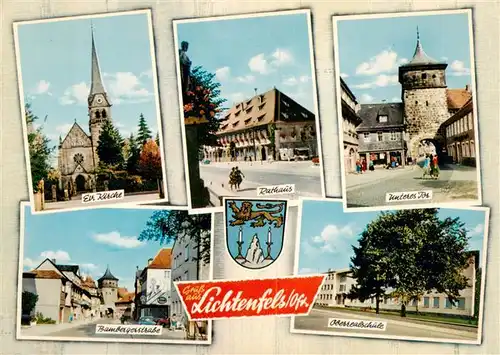 AK / Ansichtskarte 73936726 Lichtenfels_Hessen Ev Kirche Rathaus Unteres Tor Bambergerstube Oberrealschule
