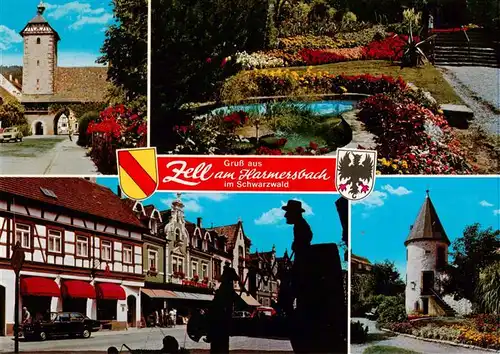 AK / Ansichtskarte 73936757 Zell_Harmersbach Storchenturm Park Hirschturm Ortspartie