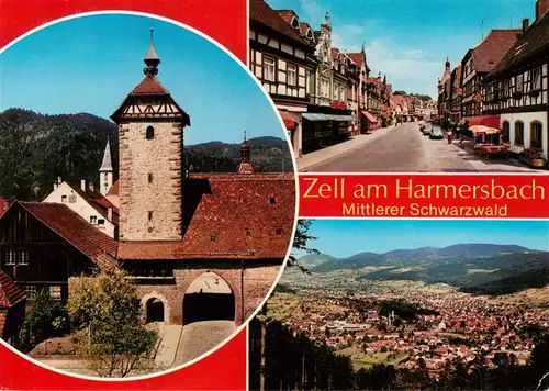 AK / Ansichtskarte 73936765 Zell_Harmersbach Storchenturm Hauptstrasse Panorama