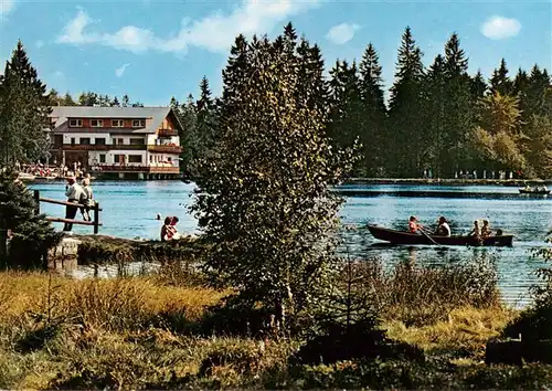 AK / Ansichtskarte 73936797 Fichtelberg_Fichtelgebirge_Bayreuth Waldgasthof am Fichtelsee Seepartie