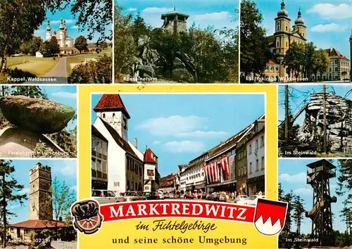 AK / Ansichtskarte  Marktredwitz Kappel Waldsassen Koesseinturm Stitftskirche Waldsassen Asenturm Im Steinwald