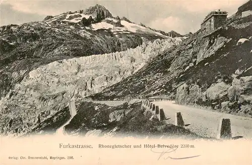 AK / Ansichtskarte  Furkastrasse_UR Rhonegletscher Hotel Belvedere
