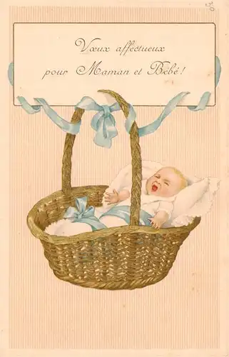 AK / Ansichtskarte  Baby_Nursery_Bebe Maman et Bebe Baby Korb