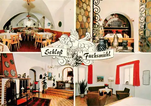 AK / Ansichtskarte 73936955 Fuchsmuehl Schloss Fuchsmuehl Hotel Restaurant Gastraeume Kaminzimmer