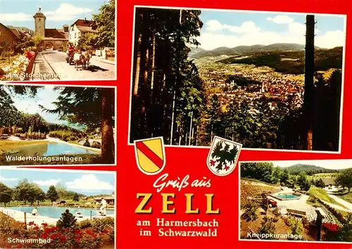 AK / Ansichtskarte  Zell_Harmersbach Am Storchenturm Walderholungsanlagen Schwimmbad Kuranlagen