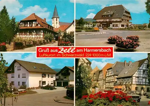 AK / Ansichtskarte 73937091 Zell_Harmersbach mit Kurklinik Ortenau Haus Christensen Pfarrhofgraben und Hauptstrasse