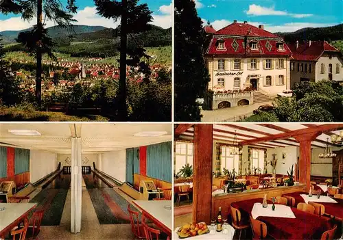 AK / Ansichtskarte  Zell_Harmersbach Panorama Hotel Badischer Hof Kegelbahn Gaststube