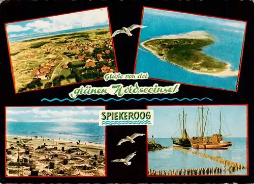 AK / Ansichtskarte 73937115 Spiekeroog_Nordseeinsel Fliegeraufnahmen Strand Fischkutter
