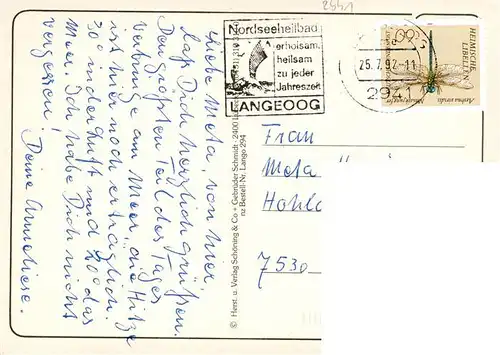AK / Ansichtskarte  Langeoog_Nordseebad Fliegeraufnahme Duenenweg Wasserturm Ortsansicht Anleger und Yachthafen