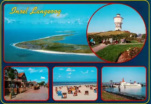 AK / Ansichtskarte  Langeoog_Nordseebad Fliegeraufnahme Wasserturm Ortspartie Strand Anleger