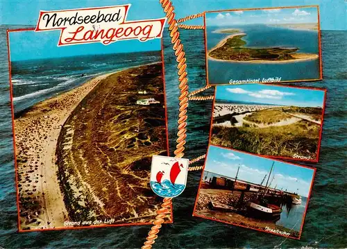 AK / Ansichtskarte 73937171 Langeoog_Nordseebad Fliegeraufnahmen Strandpartien Inselbahn