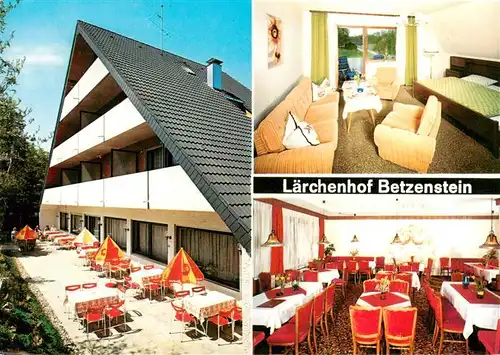 AK / Ansichtskarte 73937184 Betzenstein Hotel Restaurant Laerchenhof Terrasse Gastraum Zimmer
