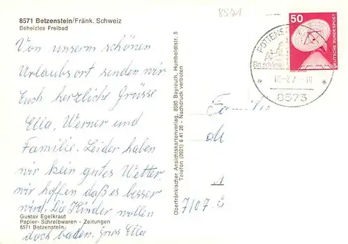 AK / Ansichtskarte  Betzenstein Kirche Freibad Ortsansicht
