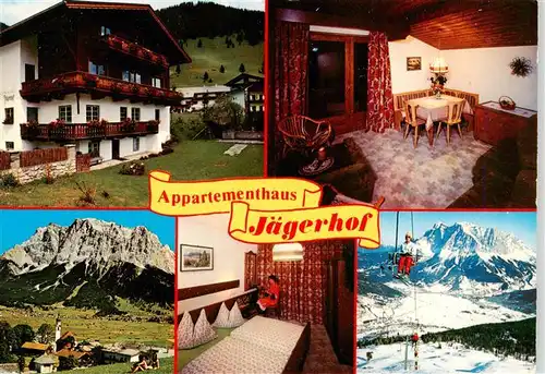 AK / Ansichtskarte  Lermoos_Tirol_AT Appartementhaus Jaegerhof Gaststube Zimmer Skilift Kirche