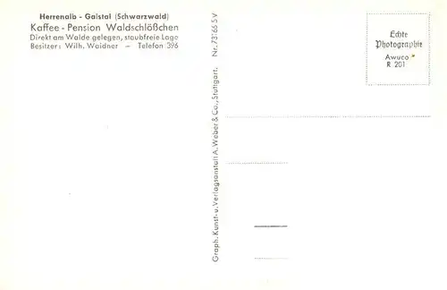 AK / Ansichtskarte  Herrenalb_Bad_Herrenalb Gaistal Kaffee Pension Waldschloesschen