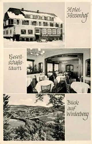 AK / Ansichtskarte 73937355 Winterberg__Hochsauerland_NRW Hotel Hessenhof Gesellschaftsraum Ortsansicht