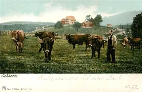 AK / Ansichtskarte  Verlag_Kuenzli_Zuerich_Nr. 1147 Viehherde Kuehe Mann 