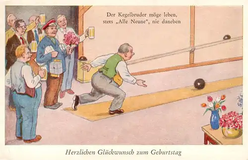 AK / Ansichtskarte  Kegeln Glueckwunsch Geburtstag Alle Neune 
