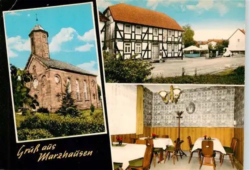 AK / Ansichtskarte 73937475 Marzhausen_Witzenhausen Kirche Gaststaette Gaststube