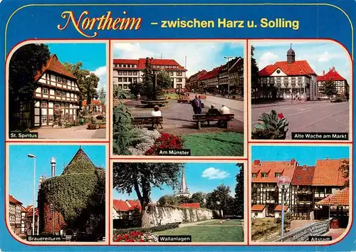 AK / Ansichtskarte 73937497 Northeim_Niedersachsen Am Muenster St Spiritus Alte Wache Wallanlagen Fachwerkhaeuser Brauereiturm 