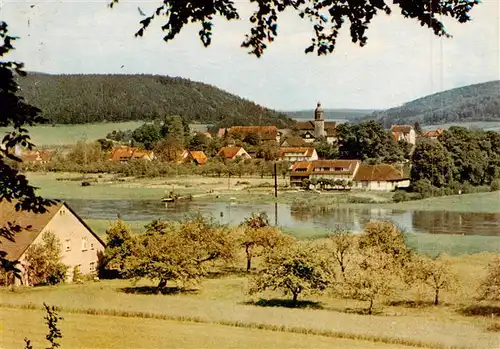 AK / Ansichtskarte  Lippoldsberg Panorama mit Pension Weserblick