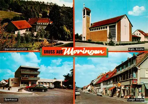 AK / Ansichtskarte 73937533 Moringen Stennebergsmuehle Kath Kirche Sparkasse Lange Strasse