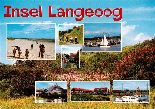 AK / Ansichtskarte 73937536 Langeoog_Nordseebad Strand Radfahren Inselhaeuser MS Langeoog