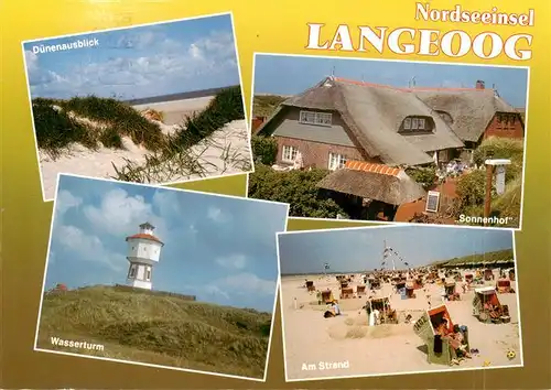 AK / Ansichtskarte 73937537 Langeoog_Nordseebad Duenen Sonnenhof Wasserturm Am Strand
