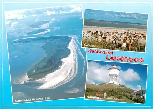 AK / Ansichtskarte 73937549 Langeoog_Nordseebad Fliegeraufnahme Strandpartie Wasserturm