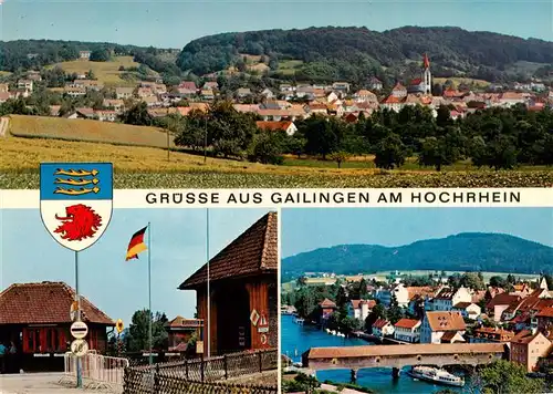 AK / Ansichtskarte 73937559 Gailingen_Singen_BW Panorama Deutsches Zollamt mit Rheinbruecke nach Diessenhofen