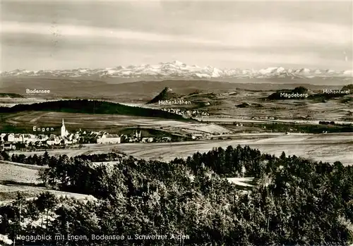 AK / Ansichtskarte  Engen_Hegau Fliegeraufnahme mit Bodensee und Schweizer Alpen