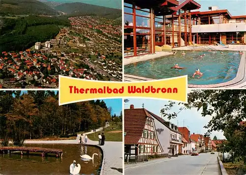 AK / Ansichtskarte  Waldbronn_Albtal Fliegeraufnahme Schwanenteich Thermalbad Strassenpartie