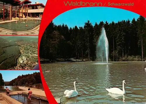 AK / Ansichtskarte 73937616 Waldbronn_Albtal Thermalbad Fliegeraufnahme Wassertreten Schwanenteich Fontaene