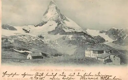 AK / Ansichtskarte  Zermatt_VS Riffelhaus Berghaus mit Matterhorn