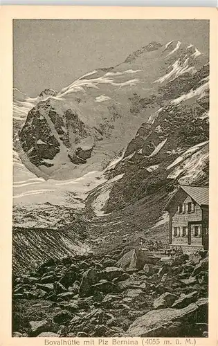 AK / Ansichtskarte  Bovalhuette_SAC_2495m_Morteratsch_GR Berghaus mit Piz Bernina