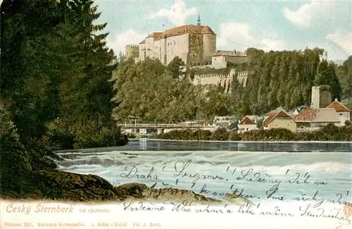 AK / Ansichtskarte Cesky_Sternberk_Boehmisch_Sternberg_CZ Partie an der Sazava Blick zur Burg Cesky Sternberk 