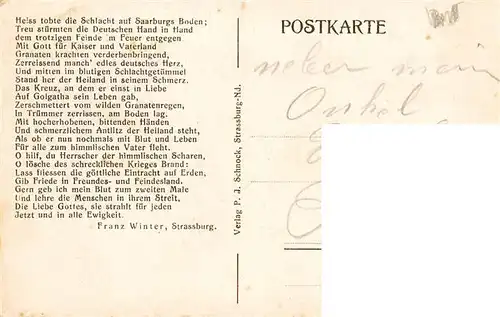 AK / Ansichtskarte  Saarburg_Lothringen_Sarrebourg_57_Moselle Schlacht am 20. August 1914 Statue des Heilands Kuenstlerkarte