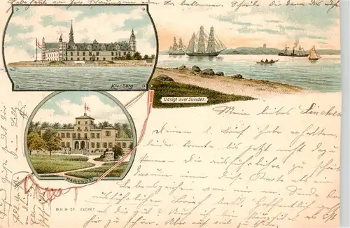 AK / Ansichtskarte Kopenhagen_Kjoebenhavn_DK Kronburg Marienlyst Udsigt over Sundet Litho 