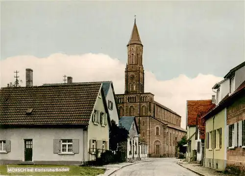 AK / Ansichtskarte Moersch_Rheinstetten_Karlsruhe Ortszentrum mit Kirche 