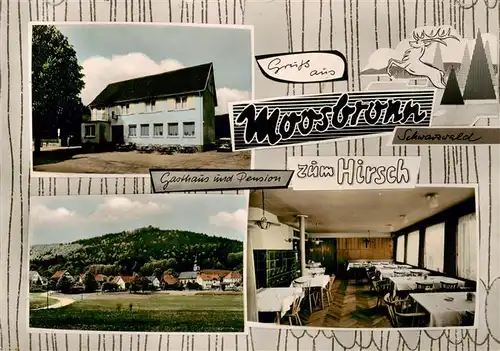 AK / Ansichtskarte Moosbrunn_Schoenbrunn Gasthaus Pension zum Hirsch Gastraum Panorama Moosbrunn Schoenbrunn