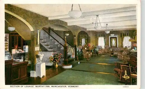AK / Ansichtskarte Manchester_Vermont_USA Worthy Inn Lounge 