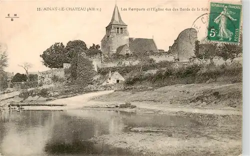 AK / Ansichtskarte  Ainay-le-Chateau_03_Allier Les remparts et l église vue des Bords de la Sologne
