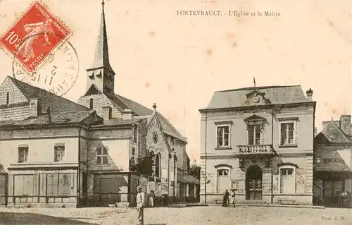 AK / Ansichtskarte  Fontevrault_Fontevraud-l_Abbaye_49_Maine-et-Loire Eglise et la Mairie