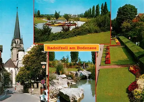AK / Ansichtskarte 73938177 Radolfzell_Bodensee Kirche Teich Parkpartien