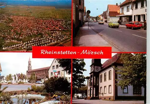 AK / Ansichtskarte 73938211 Moersch_Rheinstetten_Karlsruhe Fliegeraufnahme Strassenpartie Kirche Rathaus
