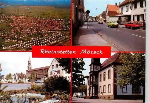 AK / Ansichtskarte  Moersch_Rheinstetten_Karlsruhe Fliegeraufnahme Strassenpartie Kirche Rathaus