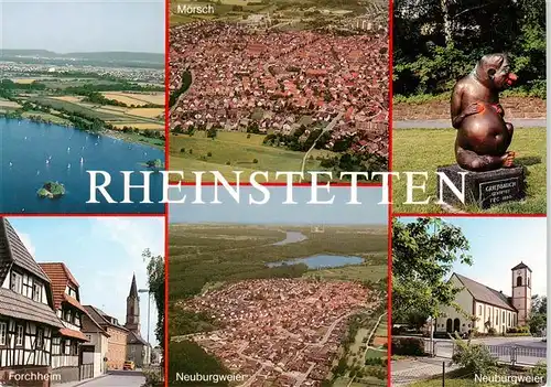 AK / Ansichtskarte 73938212 Rheinstetten Fliegeraufnahmen Griesbauch Skulptur Forchheim Neuburgweier Kirche