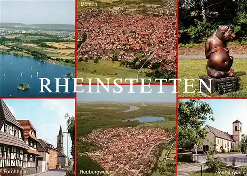 AK / Ansichtskarte  Rheinstetten Fliegeraufnahmen Griesbauch Skulptur Forchheim Neuburgweier Kirche