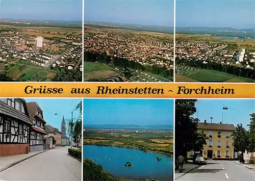 AK / Ansichtskarte  Forchheim_Rheinstetten Fliegeraufnahmen Strassenpartie Panorama Gasthaus Krone