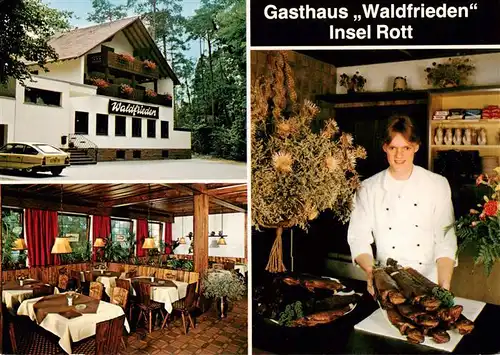 AK / Ansichtskarte 73938222 Hochstetten_Linkenheim-Hochstetten Gasthaus Waldfrieden Insel Rott Gaststube Kueche